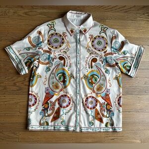 COMMENSE Colorful Paisley Short Sleeve Shirt | size: small